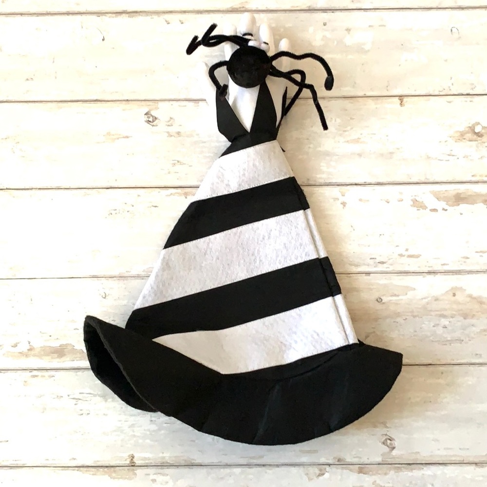 Halloween Costume Hat Witch Spider Black & White Stripes